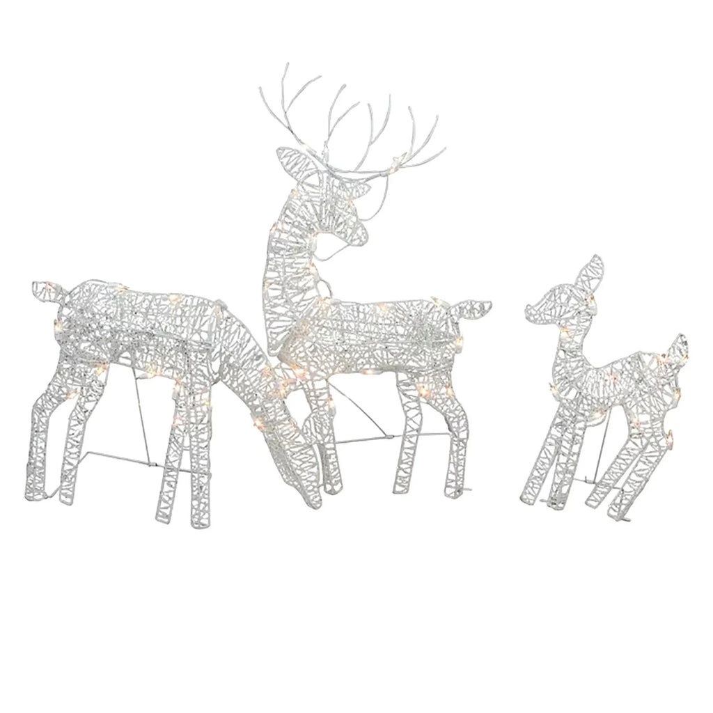 3PCS Christmas Reindeer Family Lighted Deer Christmas Decoration LED Lights Glowing Reindeer Xmas Home Outdoor Garden Ornament Qme