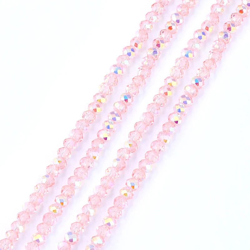 3mm Faceted Round Glass Beads AB Color Crystal Beads Strands Briolette Rondelle Crystal Beads Spacers for Jewelry Making DIY Qme Color 1 3mm-110pcs