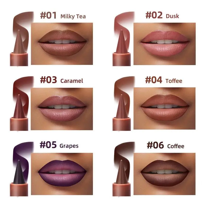 Pointed Lip Liner Slim Pencil Nude Brown Lipstick Matte Smooth Qme