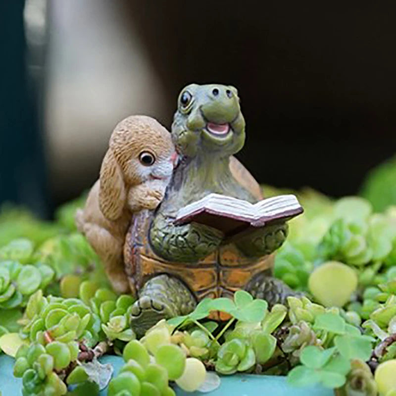 Mini Countryside Turtles Rabbits Hedgehog Statues Sculptures Yoga Qme