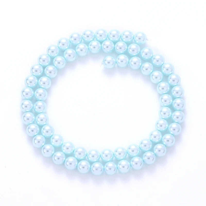 6mm Round Glass Pearl Beads Glass Round Tiny Craft Loose Spacer Beads for DIY Craft Necklaces Bracelets Jewelry Making Qme Color 8 6mm-70pcs