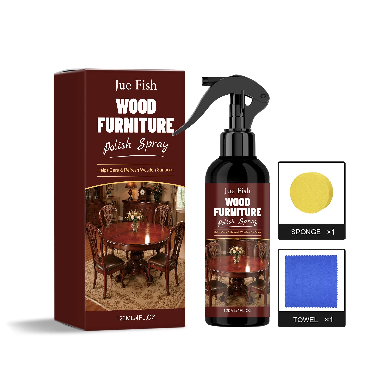 Beeswax Polish Spray Remove Dust Brightening Improve Dull Paint Surface Prevent Drying & Cracking Home Wood Furniture Care Agent Qme 120ML Boxed