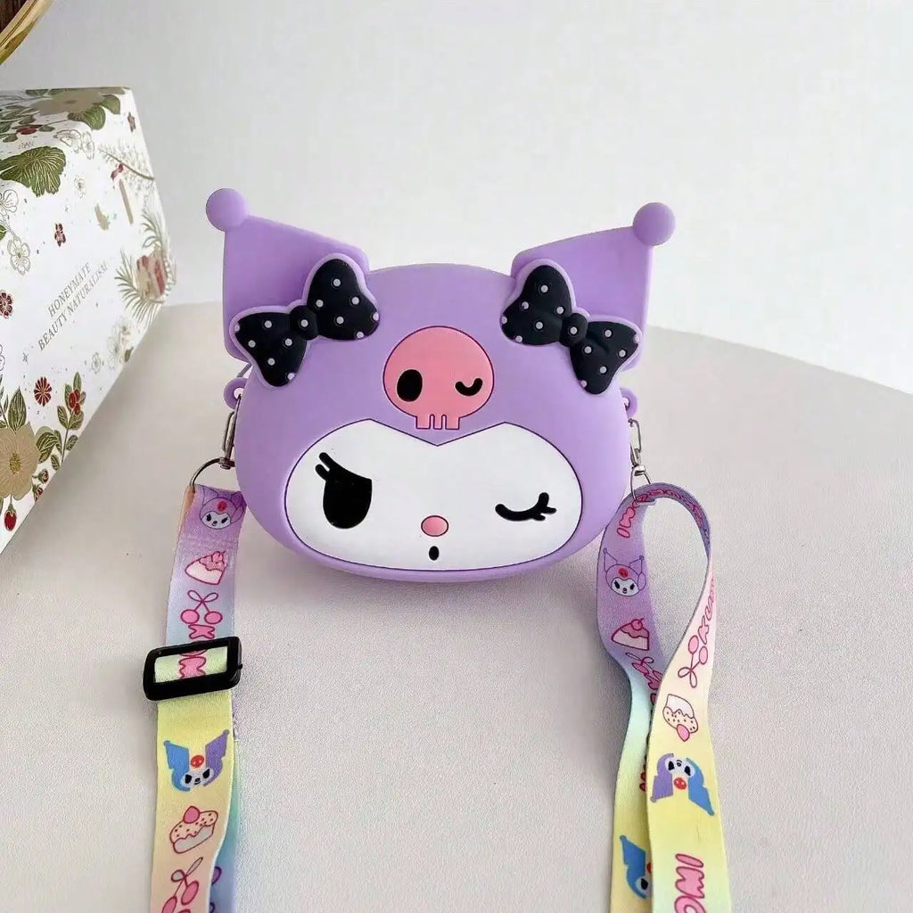 Kuromi Coin Purse Cartoon Silicone Bag Accessory Travel Carrying Qme purple
