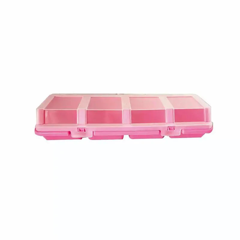 Screw Organizer Box Display Parts Storage 4 Compartments Lid Plastic Qme one size Pink