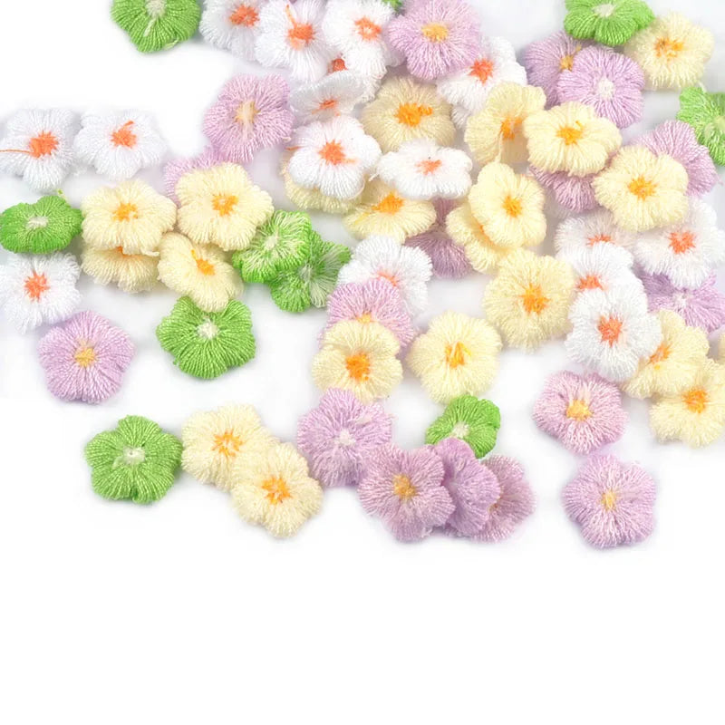 50pcs 11mm Mixed Color Mini Flower Patches Sewing Clothes Bags Handmade Accessories DIY Making Hair Pins Crafts Home Decor c3780 Qme