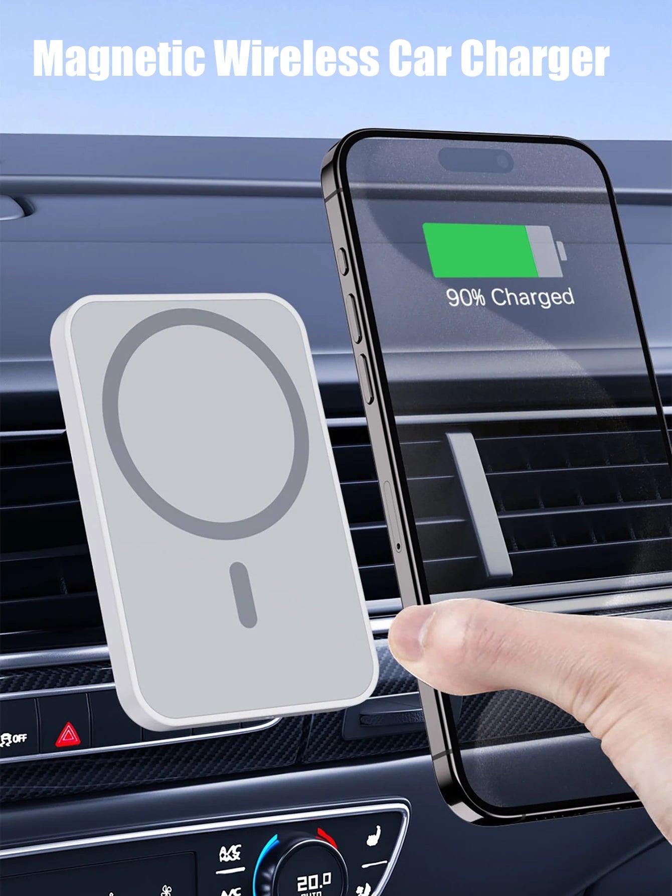 Magnetic Wireless Car Charger Phone Holder 17 16 15 14 13 12 Max Fast Qme