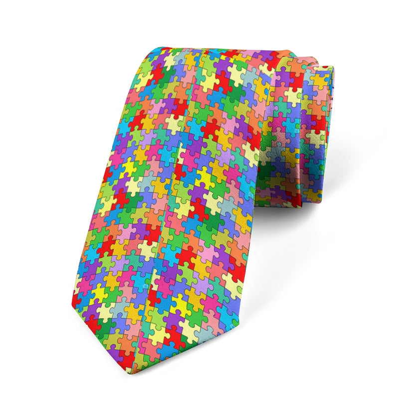 Puzzle Wide Polyester Shirt Suit Tie Men's Fashion Business Unisex Qme style9