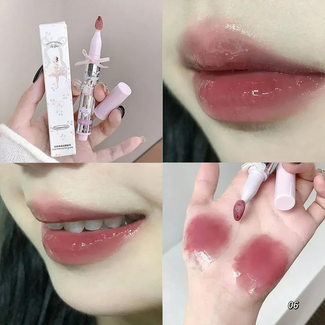 Halo-dyeing Tinted Lip Gloss Crystal Jelly Moisturizing Waterproof Mirror Water Glass Lip Gloss Transparent Color Cosmetics Gift Qme 06