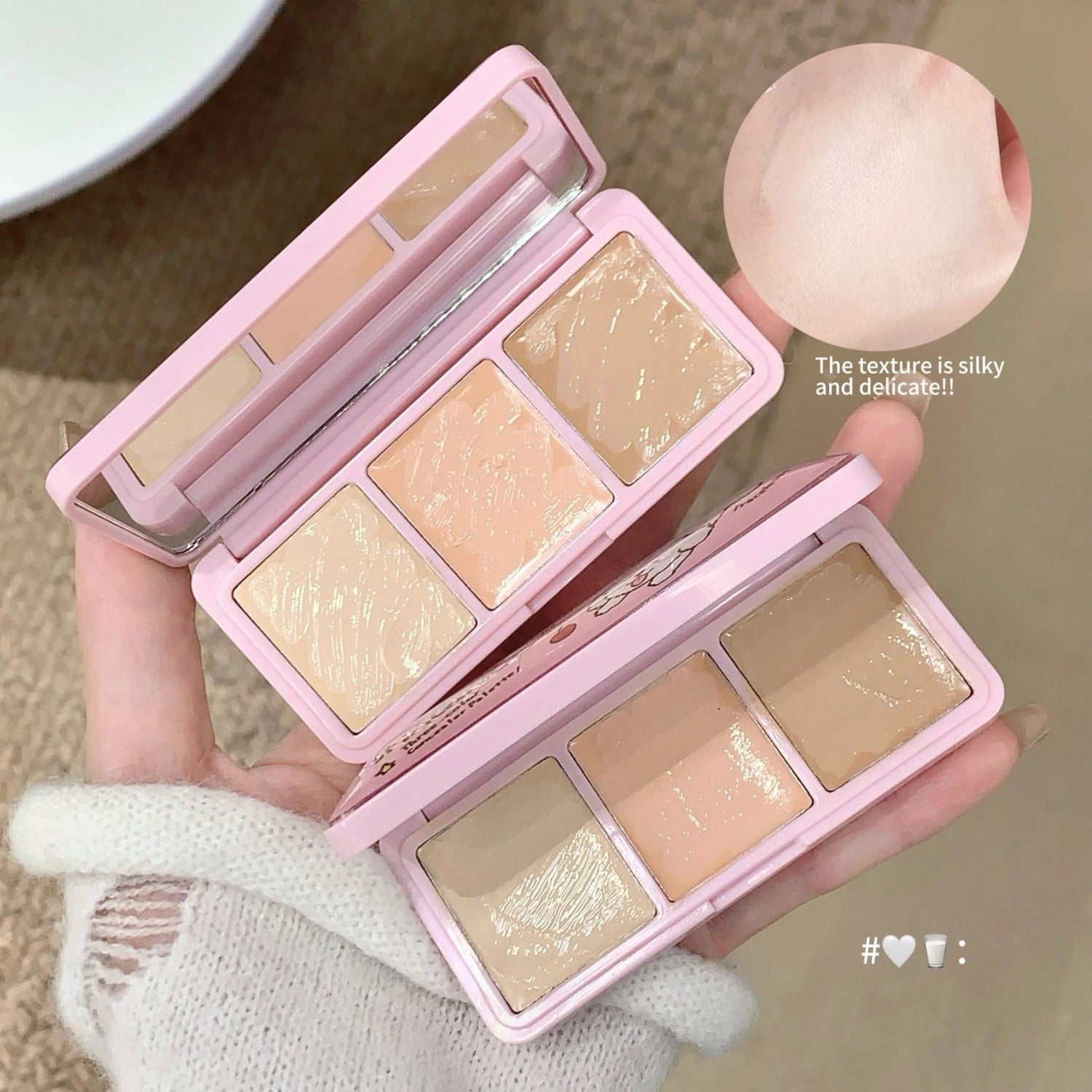 SHAQINUO 3-Color Salmon Concealer Palette Waterproof Long Lasting Qme