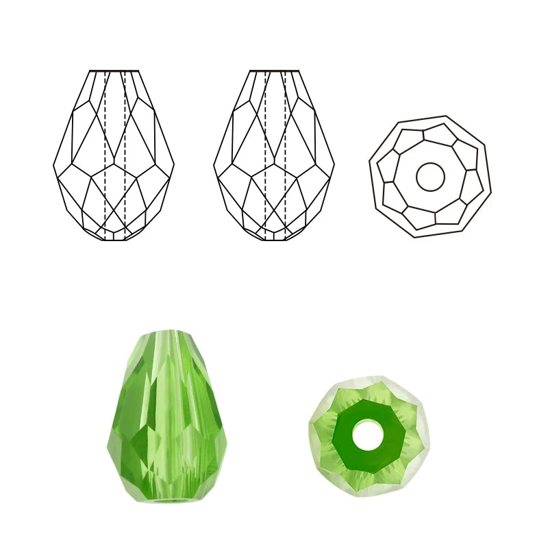 6x8MM 70PCS Faceted Austria Waterdrop Crystal Beads for Jewelry Making Teardrop Glass Beads DIY Bracelet Earring Supplies Qme