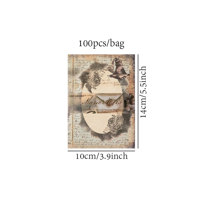 8 Style100Pcs/book Memo Material Paper Vintage Artistic Character Message Card Beautiful Flowers European Style DIY Hand Account Qme
