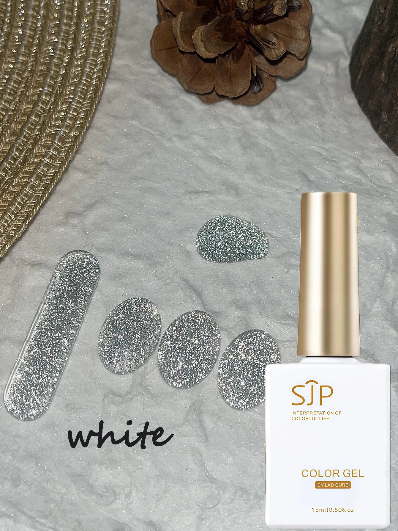 Reflective Clubbing Rhinestone Gel UV Nail Polish Silver Burgundy Qme white