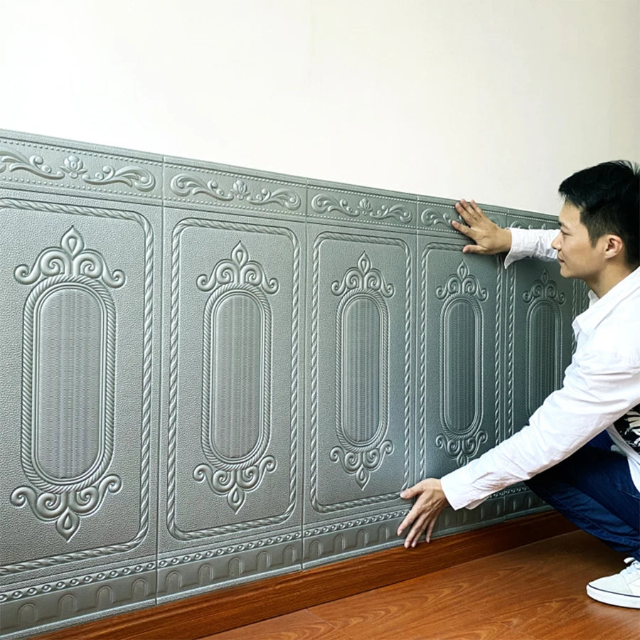 90CM*70CM 3D Waterproof Moisture-proof Living Room Bedroom Wall Surround Headboard Soft Package Wallpaper Self Adhesive Painting Qme
