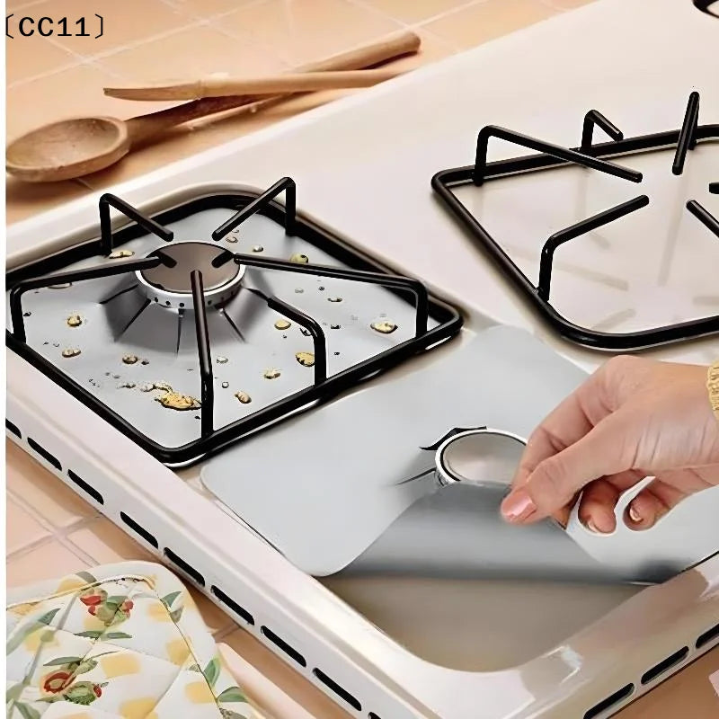Square Foil Stove Protector Reusable Gas Hob Liner Easy Clean Pad Qme