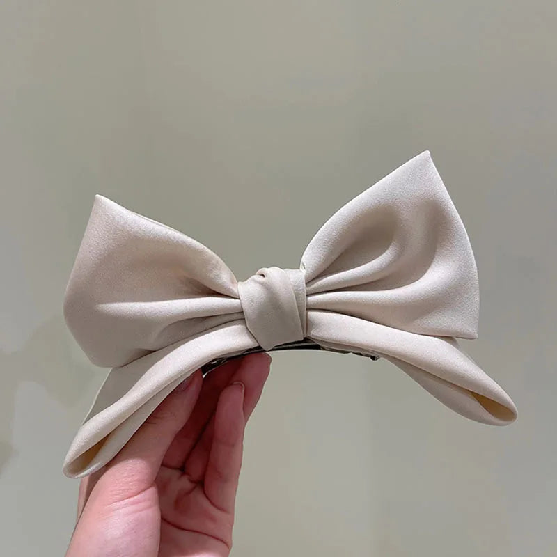 Korean Princess Hairpin 3D Bow Cute Hair Clips Ribbon Barrettes Girls Sauna Wear Women Hair Accessories Spring Qme WHITE