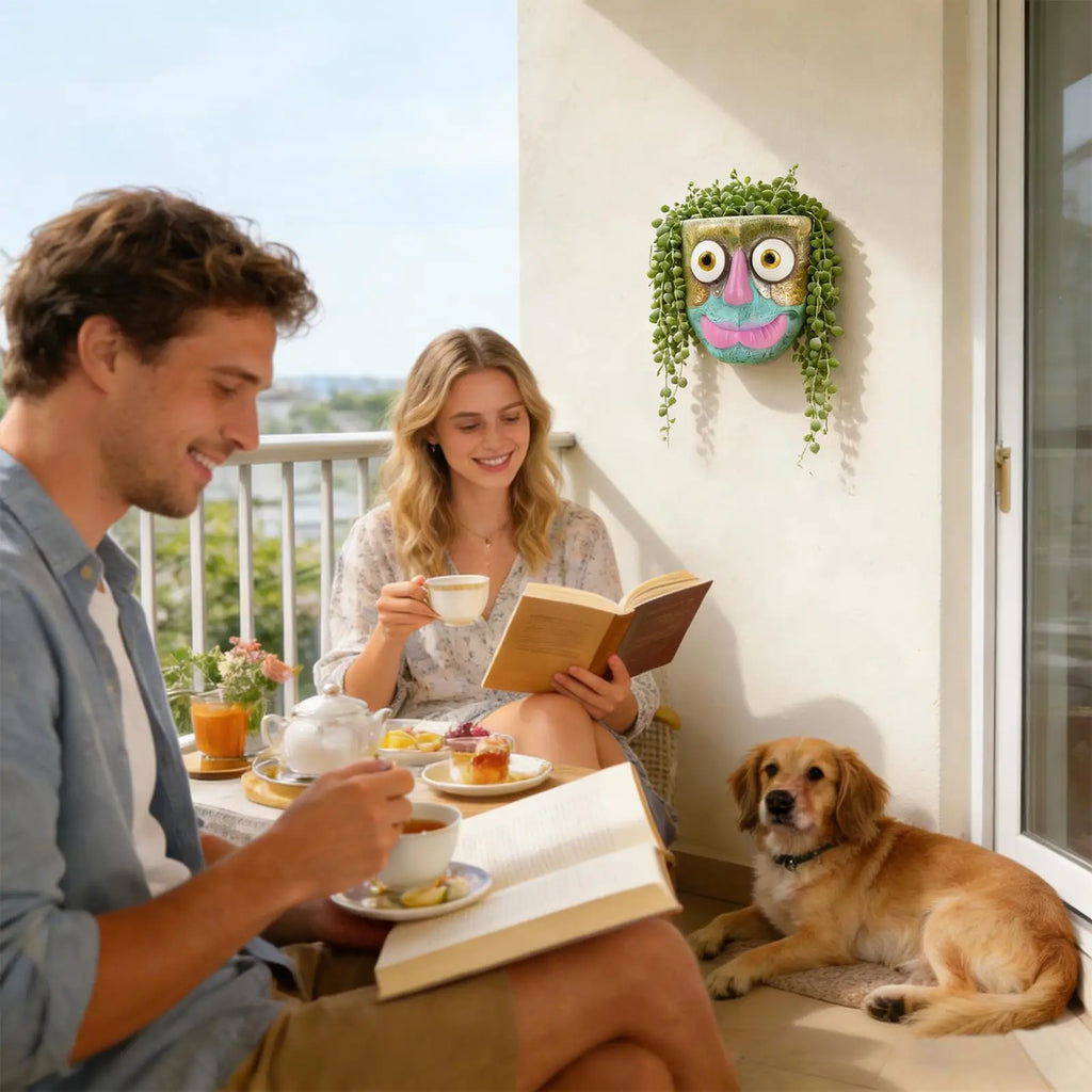 Abstract Face Planter Resin Wall Bonsai Holder Whimsical Face Plant Pots Indoor For Fence Terrace Indoor Outdoor Home Garden Qme