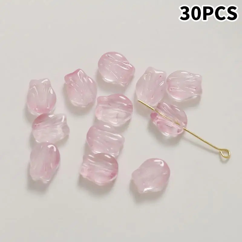 DIY Lampwork Beads 30Pcs Multicolor Glass Flower Beads for Jewelry Making Handmade Accessories Supplies Qme A18