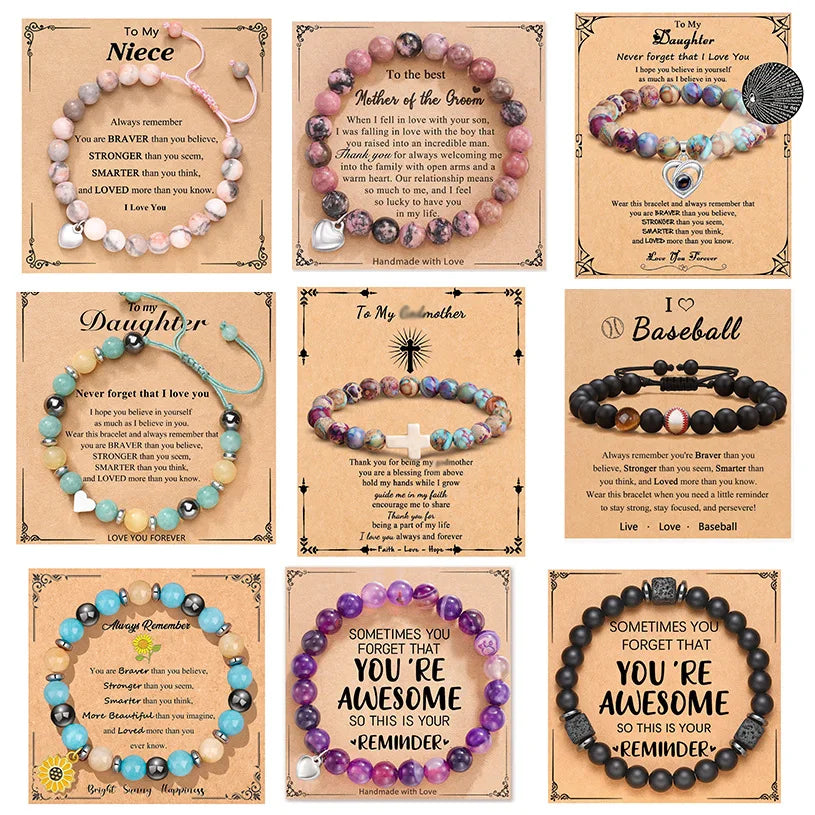 New Arrival Gifts for Birthday/ Love-Natural Stone Beaded Bracelet Handwoven Braided Adjustable Bangle Unisex Fashion Jewelry Qme