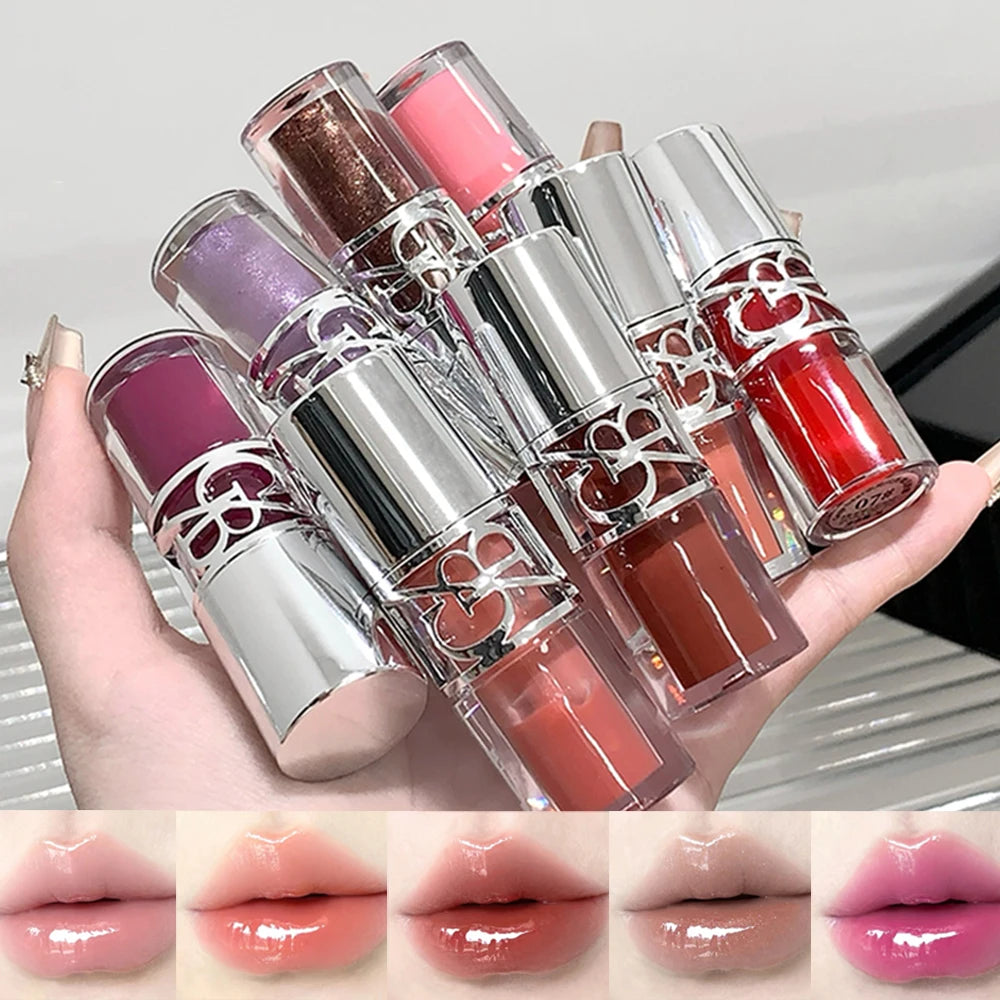 Gege Bear Glittering Mirror Lip Glaze, Watery Shimmering Light Lip Gloss Makeup 8 Colors, Hydrating Moisturizing, Long Lasting Qme
