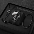 4PCS/Set Fashion Arabic Dial Men Business Watches Casual Leather Strap Quartz Wristwatch Jewelry Set Reloj Hombre (Without Box) Qme 4PCS Set Without Box