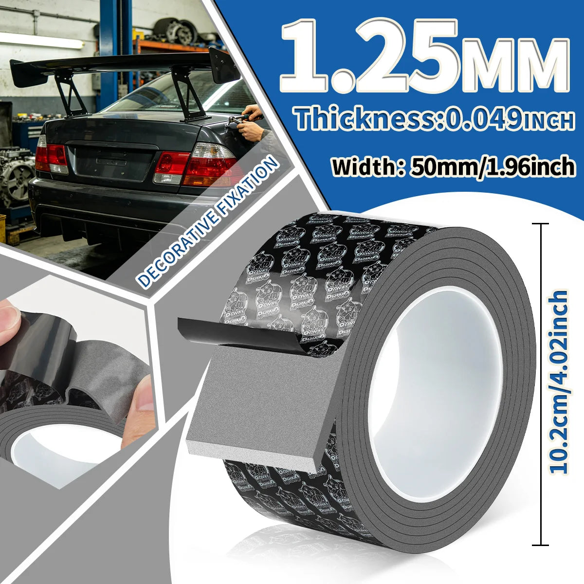 Strong Double Sided Adhesive Tape High Viscosity Thicken Fixed Vehicle-mounted Driving Recorder Black Tape No Trace Qme width-50mm 1.25mm