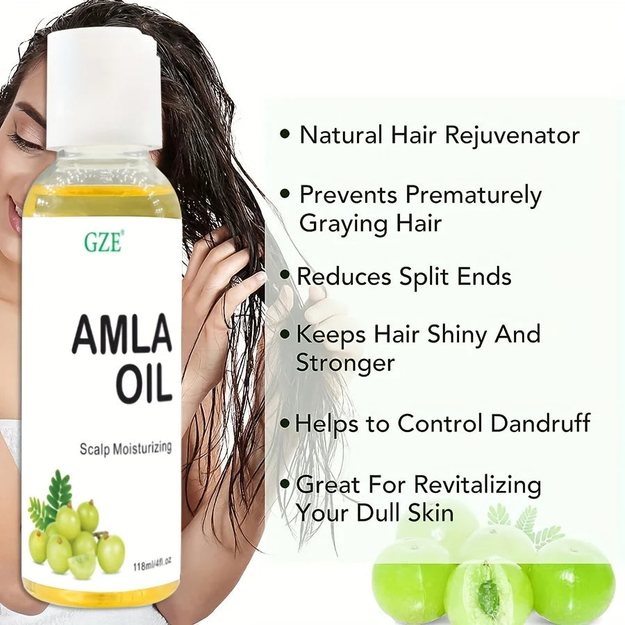 GZE Amla Hair Oil For Healthy Hair Shine and Moisturized Scalp, Indian Hair Oil for Men and Women, Bio Oil for Hair Qme