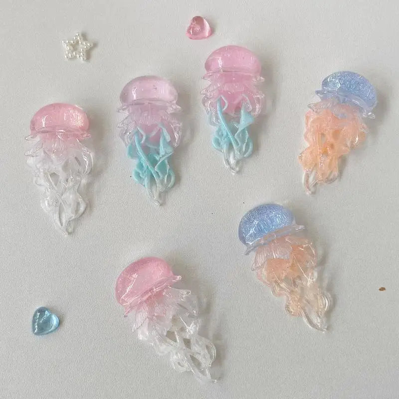 Creative Jelly Color Jellyfish Charm Keychain Y2K Beaded Pendant Phone Chain Car Hanging Decoration Bag Pendants Ornament Gifts Qme
