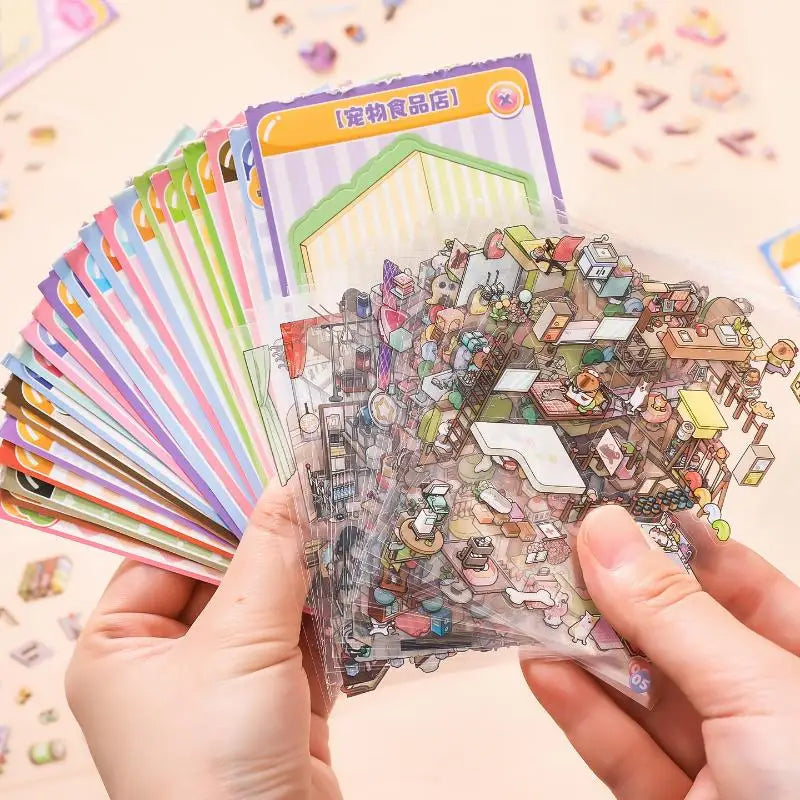 Mini Scenery Sticker Book DIY Handbook Material Miniature Scene Qme