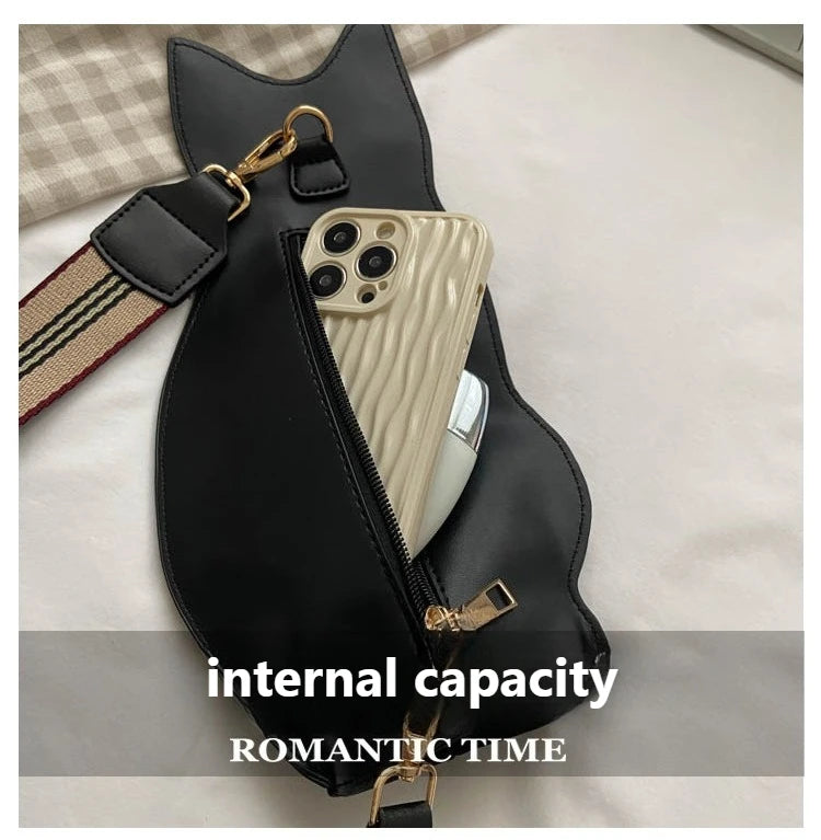 Cat Cute Women's Breast Bag Simple Printed Shoulder Messenger Qme