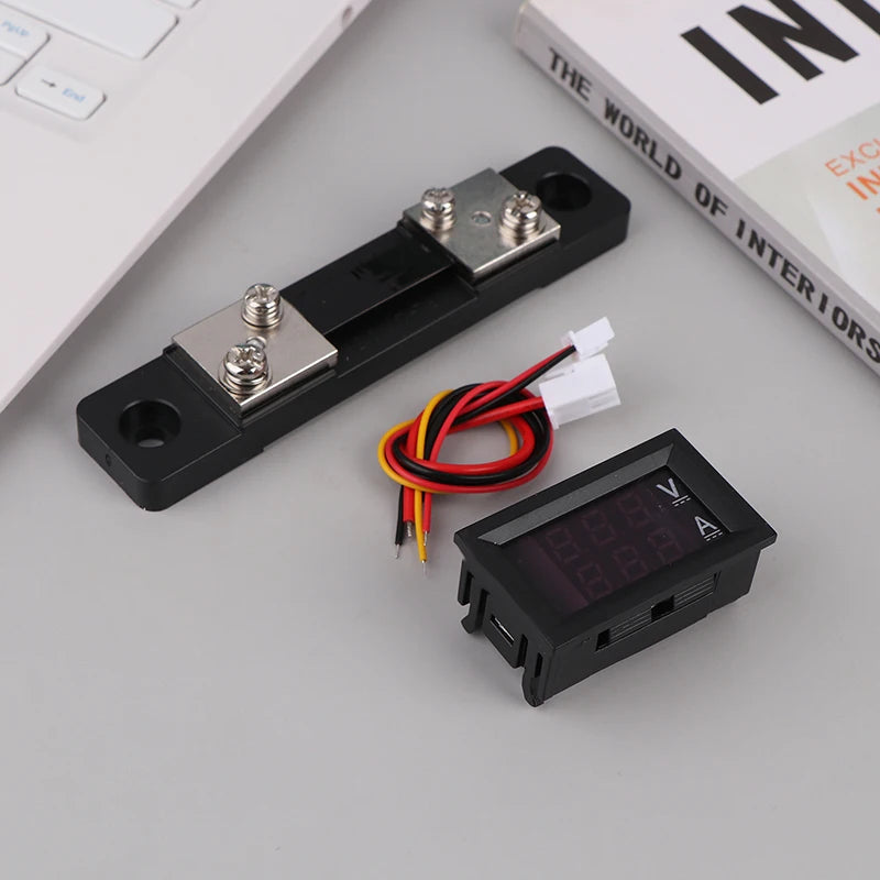 Mini Digital Voltmeter Ammeter DC 0-100V 50A Amp Volt Voltage Current Qme