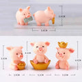 5 PCS Micro Pig Family Figurine Resin Ornaments Miniature Model Mini Animal Statue Bonsai Decoration Garden Home Decor Qme A