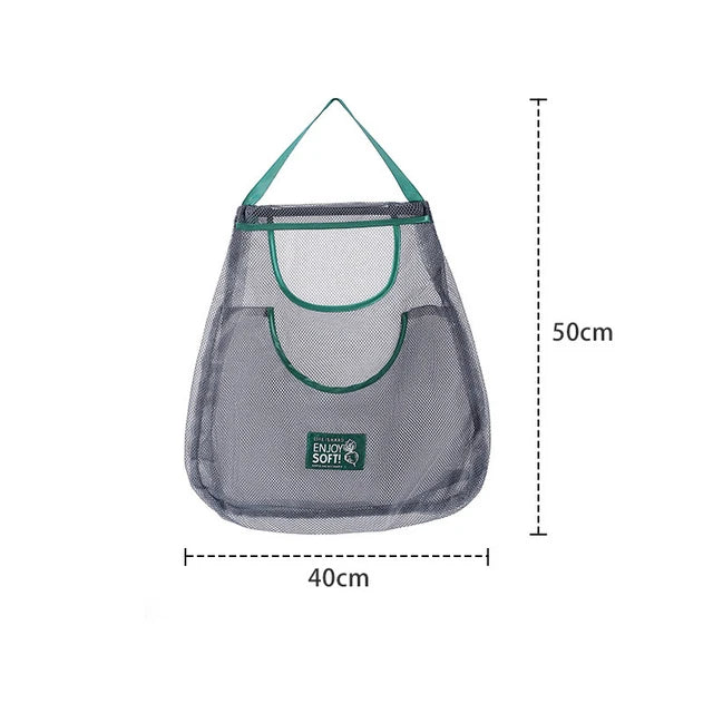 Reusable Storage Bags Kitchen Hanging Mesh Bag Home Fruit And Vegetable Storage Net Bag For Ginger Garlic Potatoes Onions Qme king-size double bag
