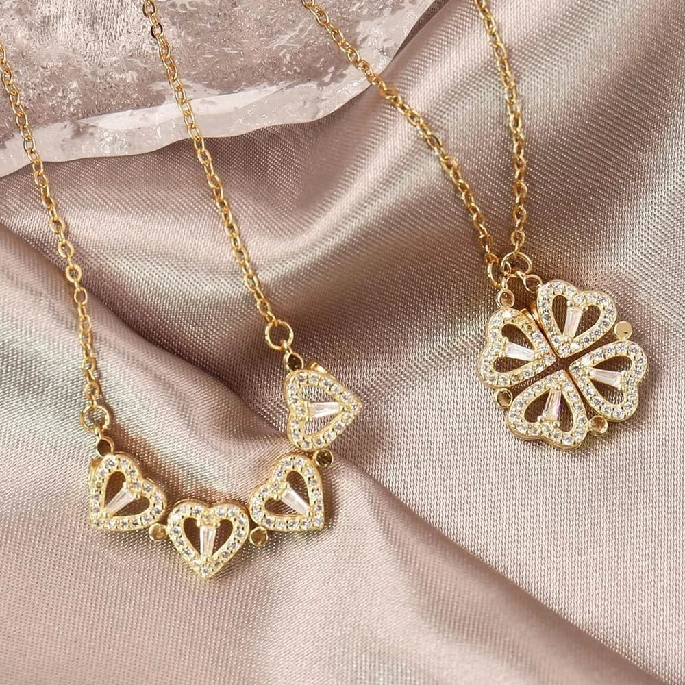New Pendant Necklace Ladies Clover Necklace Heart Shaped Clover Necklace Lucky 4 In 1 Love Pendant Jewelry Gift Qme