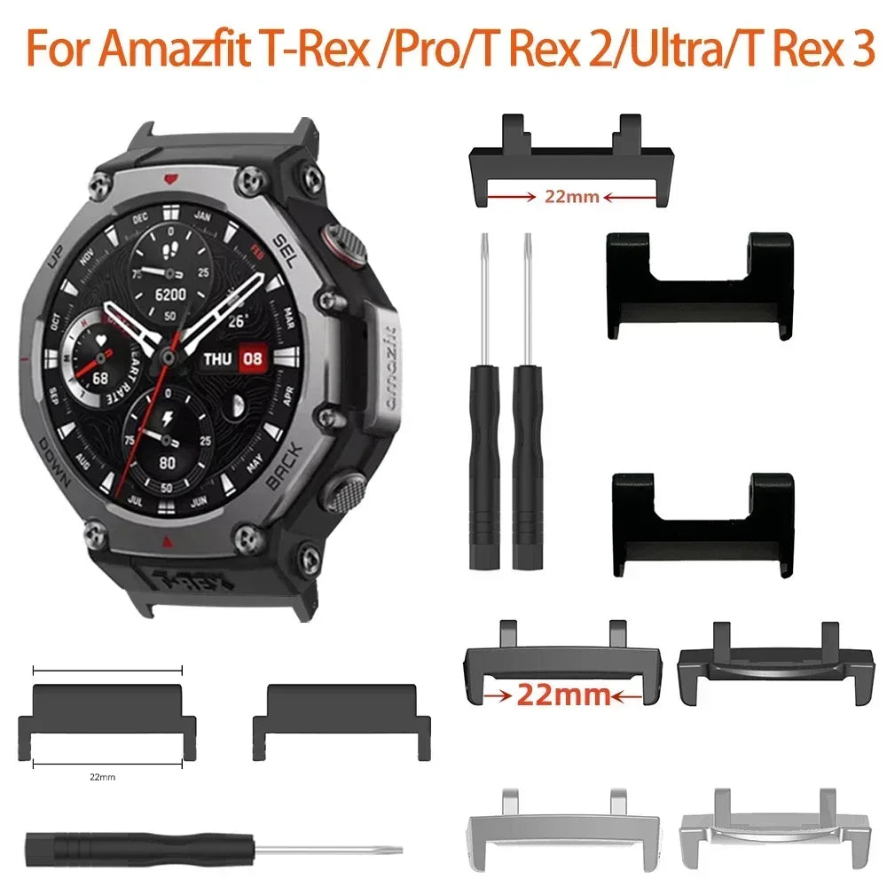 Metal Connector with Tool For Amazfit T-Rex 3 Screw Rod Watch Strap Adapter for T-Rex /T-Rex Pro/T Rex 2 Smartwatch Accessories Qme