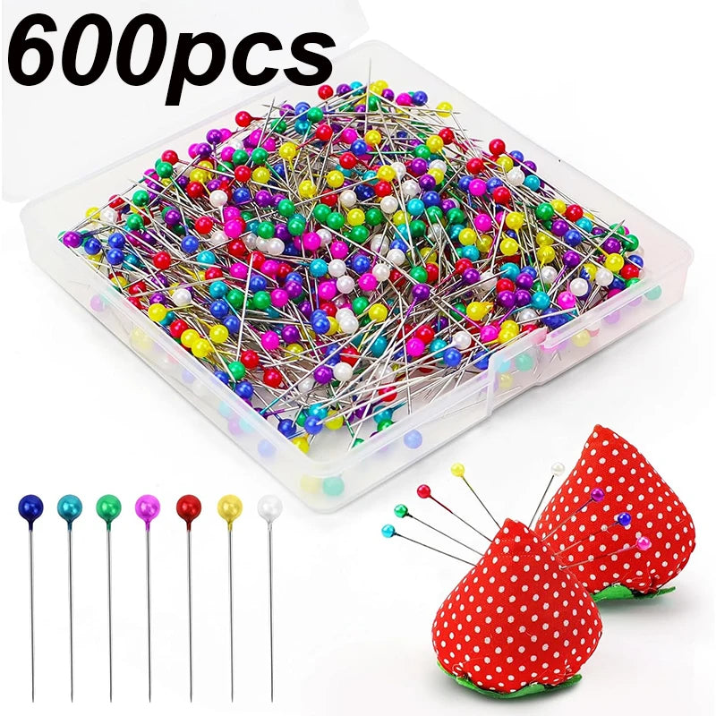 600pcs 38mm Head Sewing Pins, Colored Stainless Steel Pins, Used for Fabrics, Jewelry, and Sewing Projects Qme 600pcs