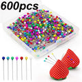 600pcs 38mm Head Sewing Pins, Colored Stainless Steel Pins, Used for Fabrics, Jewelry, and Sewing Projects Qme 600pcs
