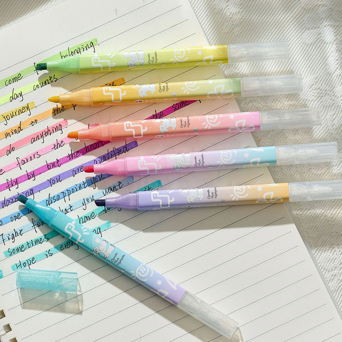 Erasable Glitter Highlighter Pens Sparkly and Shiny for Painting, Scrapbooking, DIY Craft Making, Coloring, Glitter Markers Qme