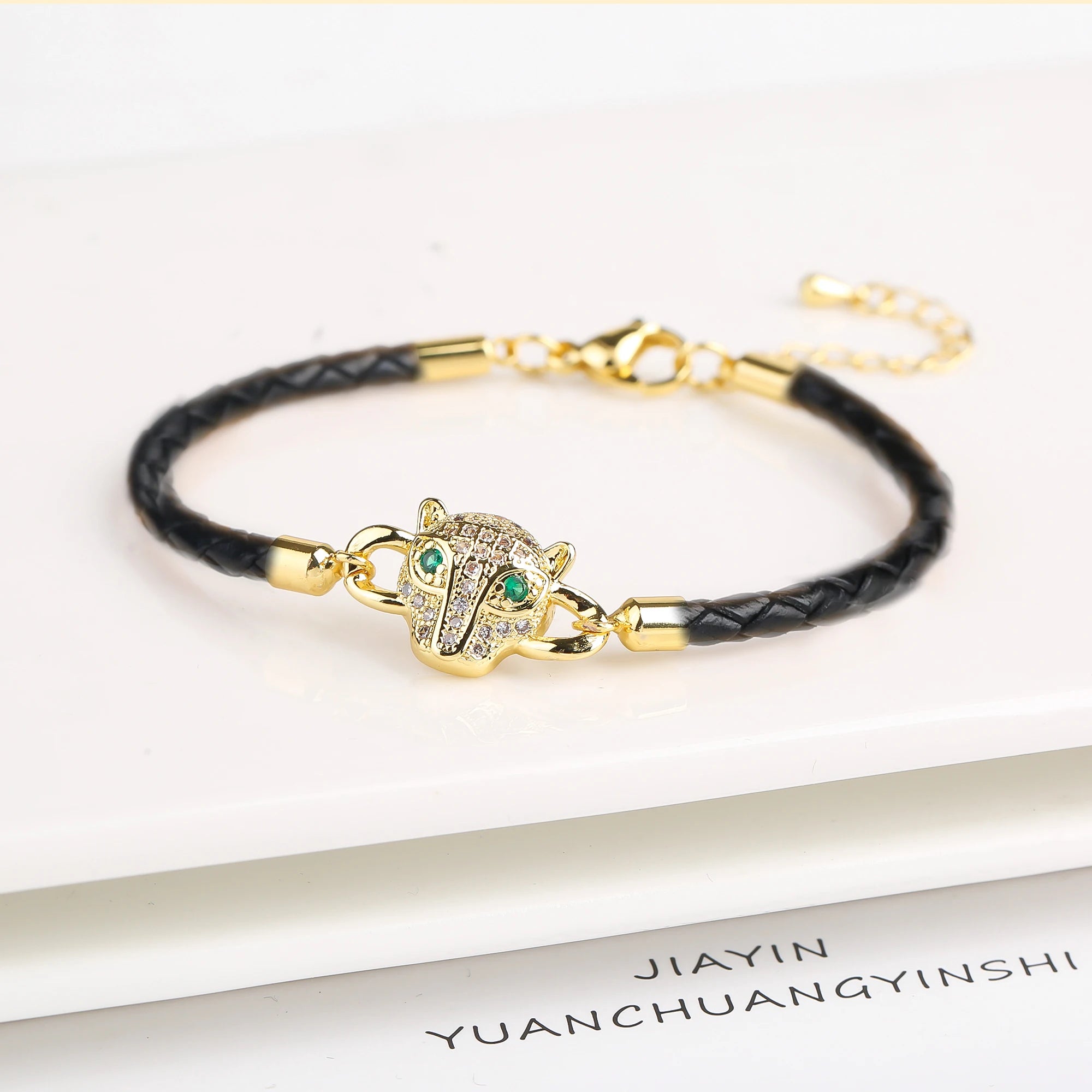 New 6 Colors Fashion Cute Animal Bear Zirconia Leather Rope Braided Adjustable Bracelet Classic for Man Woman Party Jewelry Gift Qme G