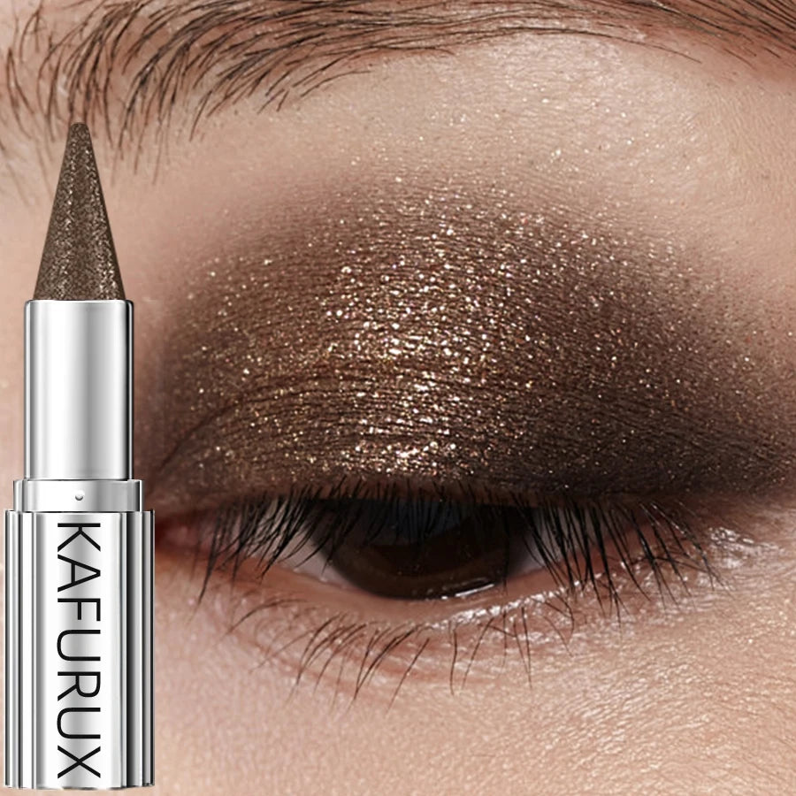 Metallic Brown Waterproof Eyeshadow Pen Glitter Shiny Eye Shadow Qme