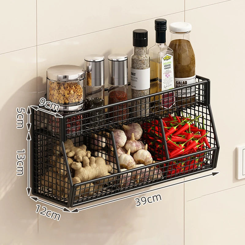 Vegetables Fruits Suitable Home Organization Wall Mounted Kitchen Qme 2 Black