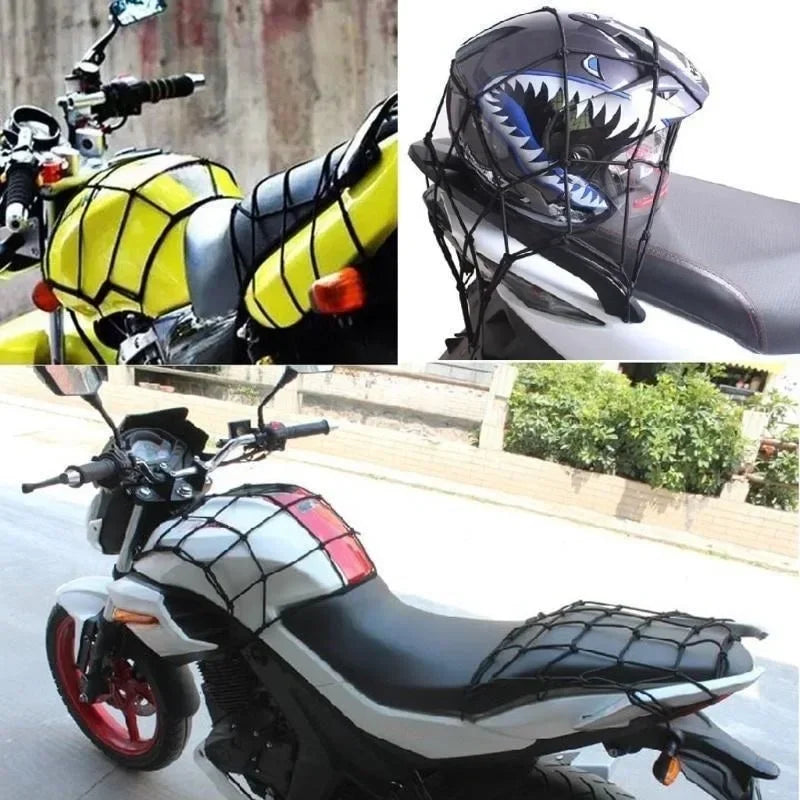 Motorcycle Luggage Net Bike 6 Hooks Hold Down Fuel Tank Luggage Mesh Web Styling High Quality moto adjustable Cargo Net Qme