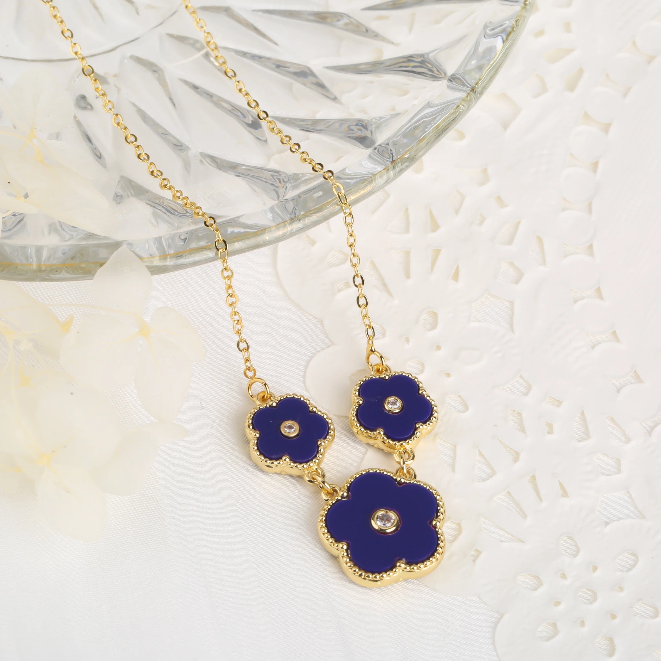 High-Quality Copper Plated 18k Gold Five-Leaf Clover Necklace Fashion Simple For Woman Girl Necklace Birthday Party Jewelry Gift Qme M 45cm