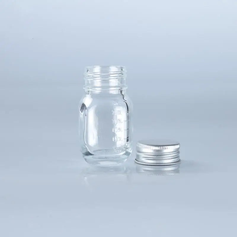 Small Glass Bottle Lid Medicine Leak-proof Powder Capsule Refillable Qme Silver