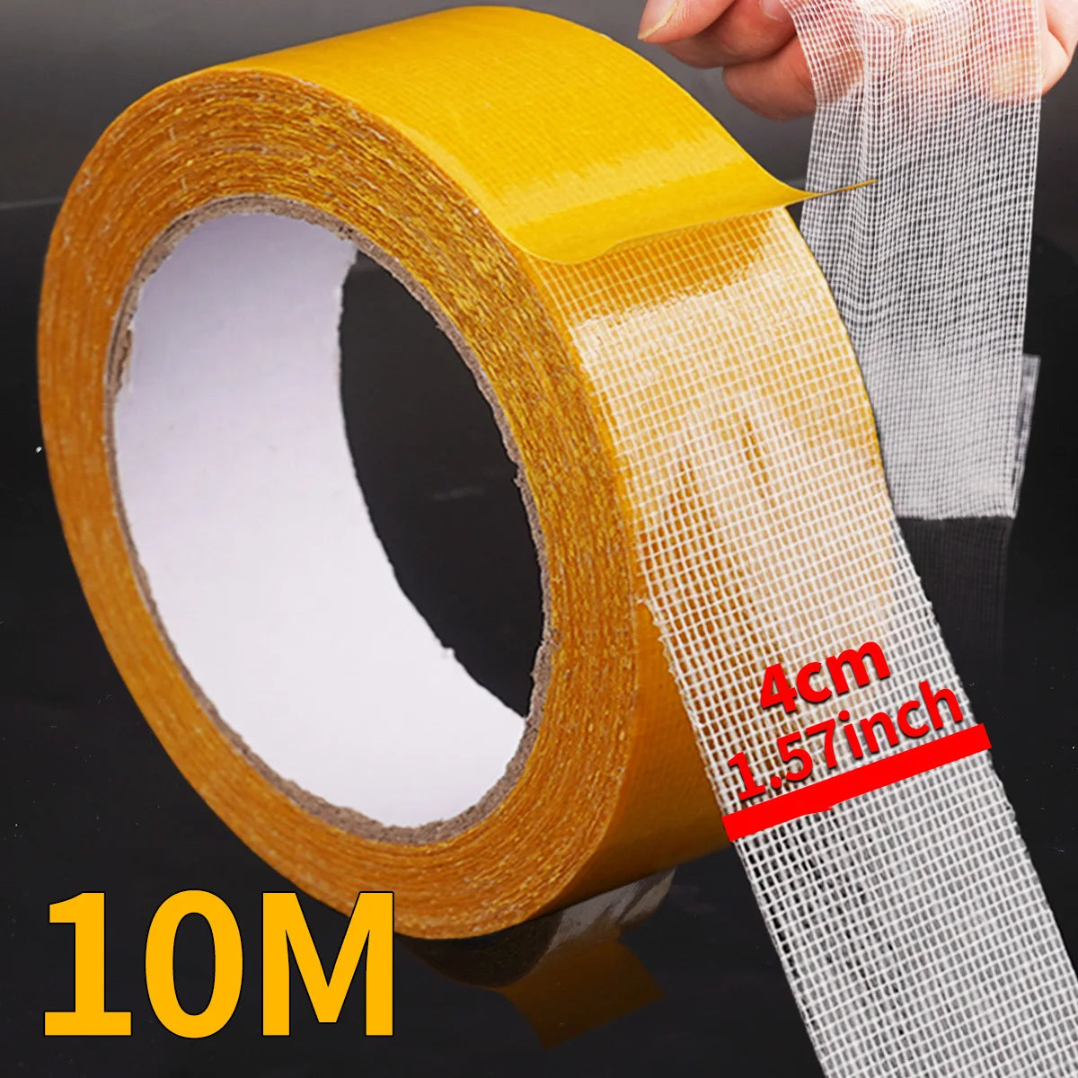 Double Sided Tape Translucent Mesh with Fiberglass Mesh High Tack Strong Adhesive for Carpet Wall Craft Qme 4cmX10M