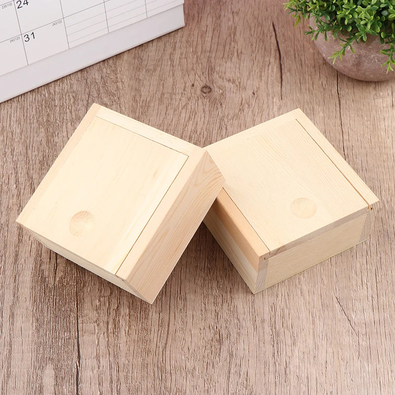 Wood Jewelry Box Storage Home Decoration Wooden Unfinished Slide Qme