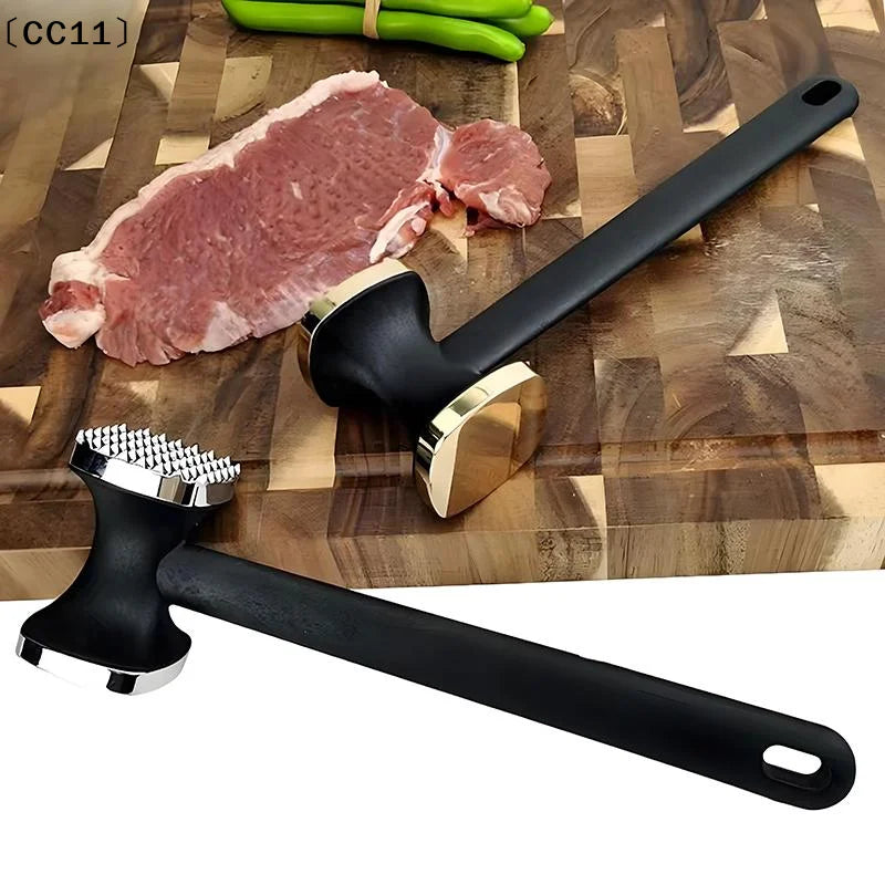 Heavy-duty Kitchen Meat Mallet Rubber Handle Alloy Hammer Head Easy Qme