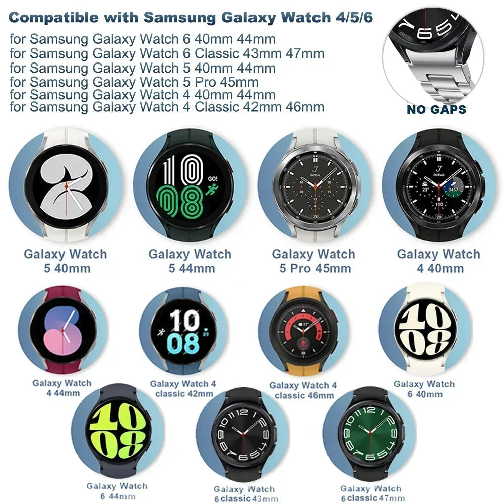 Quick Fit Connector for Samsung Galaxy Watch 6 5 4 10 44mm for Galaxy Watch6 Classic 43 47 42 46mm 2pcs Stainless Steel Adapter Qme