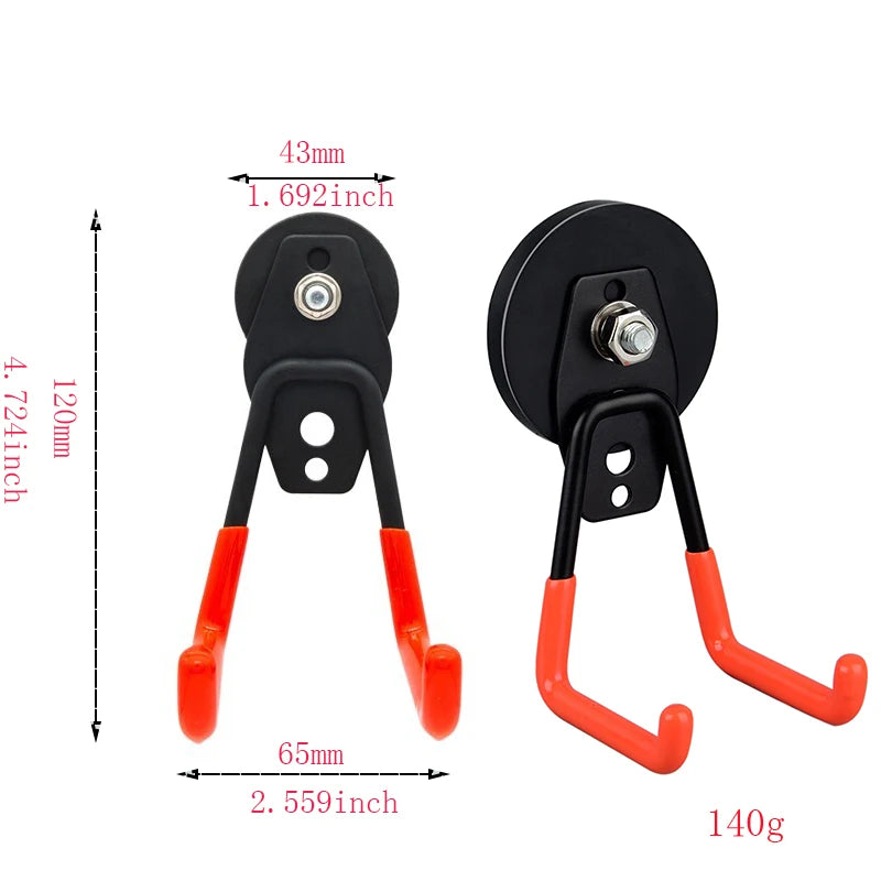 Strong Magnet Garage Hook, Nail Free Installation, High Load-Bearing, Anti Slip, Waterproof, Suitable for Gardening Tools, 43mm Qme Orange square hook
