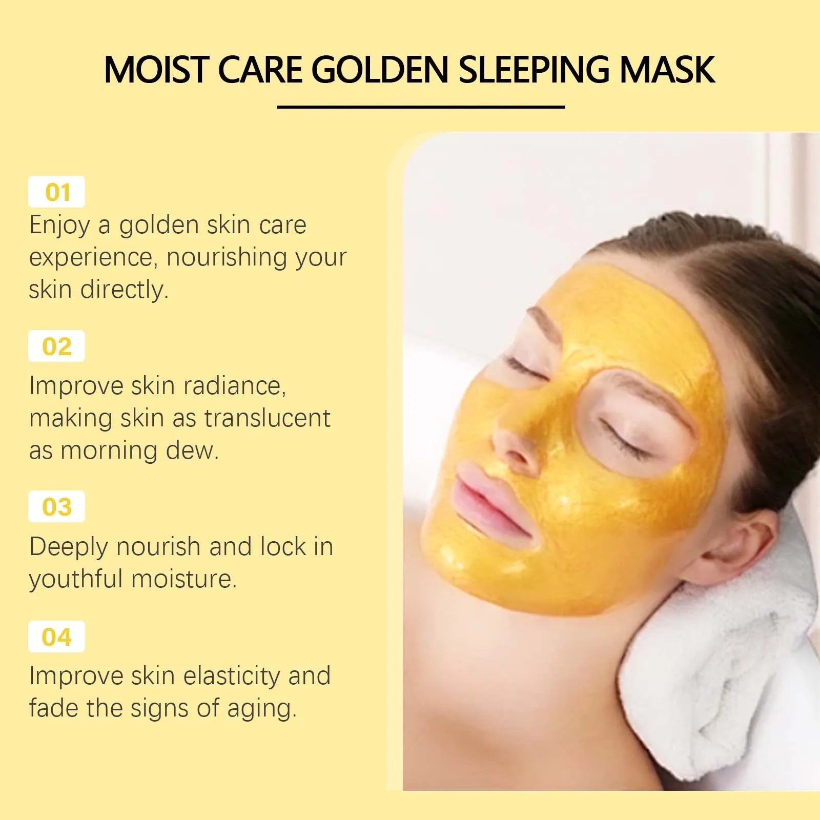Gold Sleeping Masks Moisturizing Shrinkage Pore Lift Firm Fade Fine Lines Niacinamide Brightening Facial Skin Facial Masks Qme