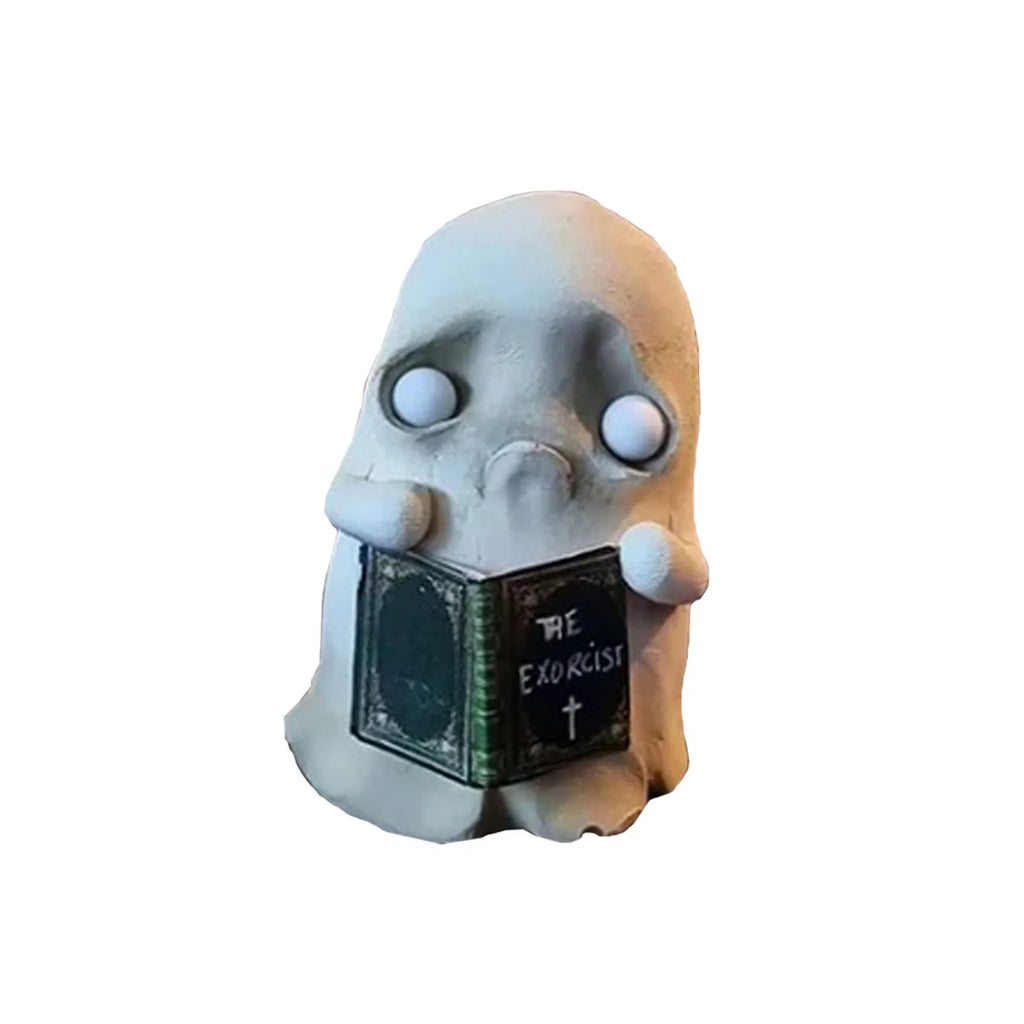 Halloween Horror Ghost Reading Book Resin Ornaments Funny Cute Little White Ghost Accessories Halloween Party Supplies Qme